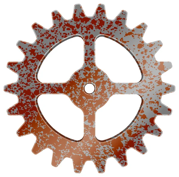 Realistic Rusty Machine Gear Cogwheel Vector Illustration — Stock Vector