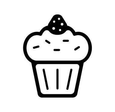 Cupcake (tatlı, tatlı) vektör simgesi çizimi