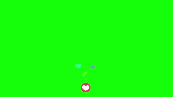 Animationsfilm Mit Schwimmenden Herzen Sns Streaming Grüner Hintergrund Für Transparente — Stockvideo