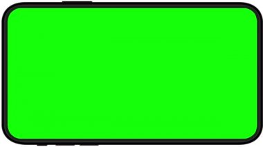 Akıllı telefon motiflerinin 4K animasyonu. Akıllı telefon ekranında krom anahtar için yeşil arkaplan