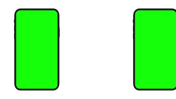 Animaatio Liikkuvien Älypuhelinten Mockups Vihreä Tausta Chroma Avain Älypuhelimen Näytöllä — kuvapankkivideo