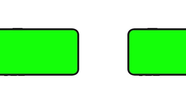 Animaatio Liikkuvien Älypuhelinten Mockups Vihreä Tausta Chroma Avain Älypuhelimen Näytöllä — kuvapankkivideo
