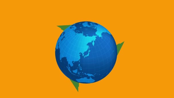 Pijlen Rond Aarde Animatie Film Recycle Ecologie Recyclen Hergebruiken Verminderen — Stockvideo