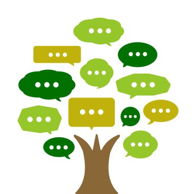 cartoon speech bubbles tree vector illustration ( forum, Social network )