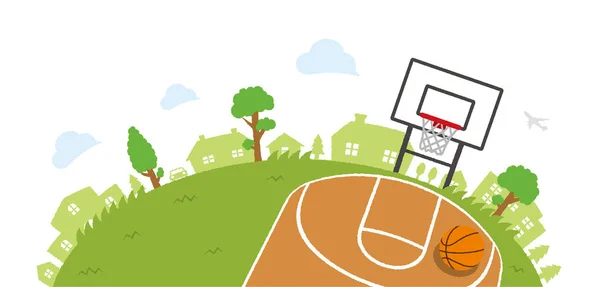 Halbrunde Landschaft Hintergrund Basketballfeld Vektor Illustration — Stockvektor