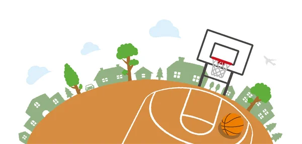 Halbrunde Landschaft Hintergrund Basketballfeld Vektor Illustration — Stockvektor