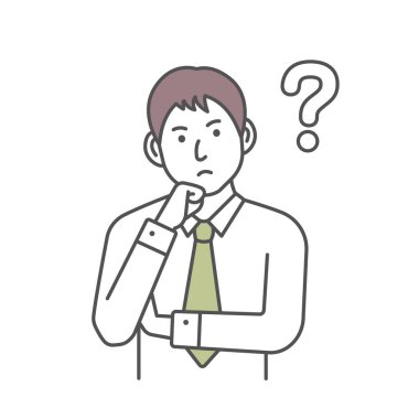 Genç iş adamının soru sorduğu Vektör İllüstrasyonu