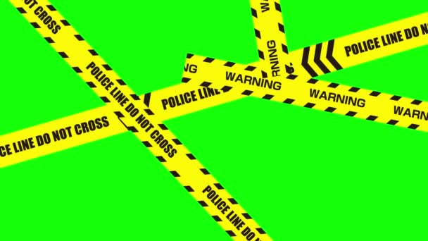 Polizei Warnband Animationsfilm Grüner Hintergrund Für Chroma Schlüssel — Stockvideo