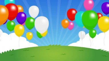 Mavi gökyüzü ve çimen Meydanı canlandırma animasyonu (4K )