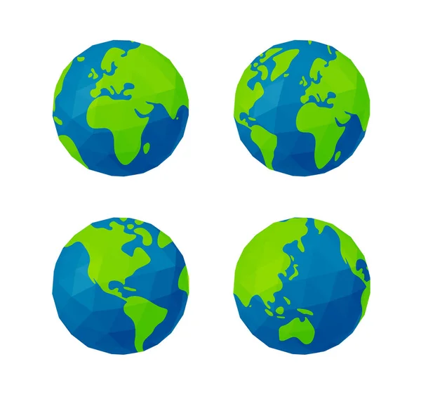 Illustrazione Vettoriale Insieme Terra Poligonizzata Globo — Vettoriale Stock