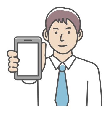 Akıllı telefon görüntüleme vektör illüstrasyonu gösteren genç iş adamı