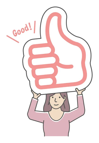 Young Woman Holding Cardboard Plate Thumb Illustration — Stock Vector