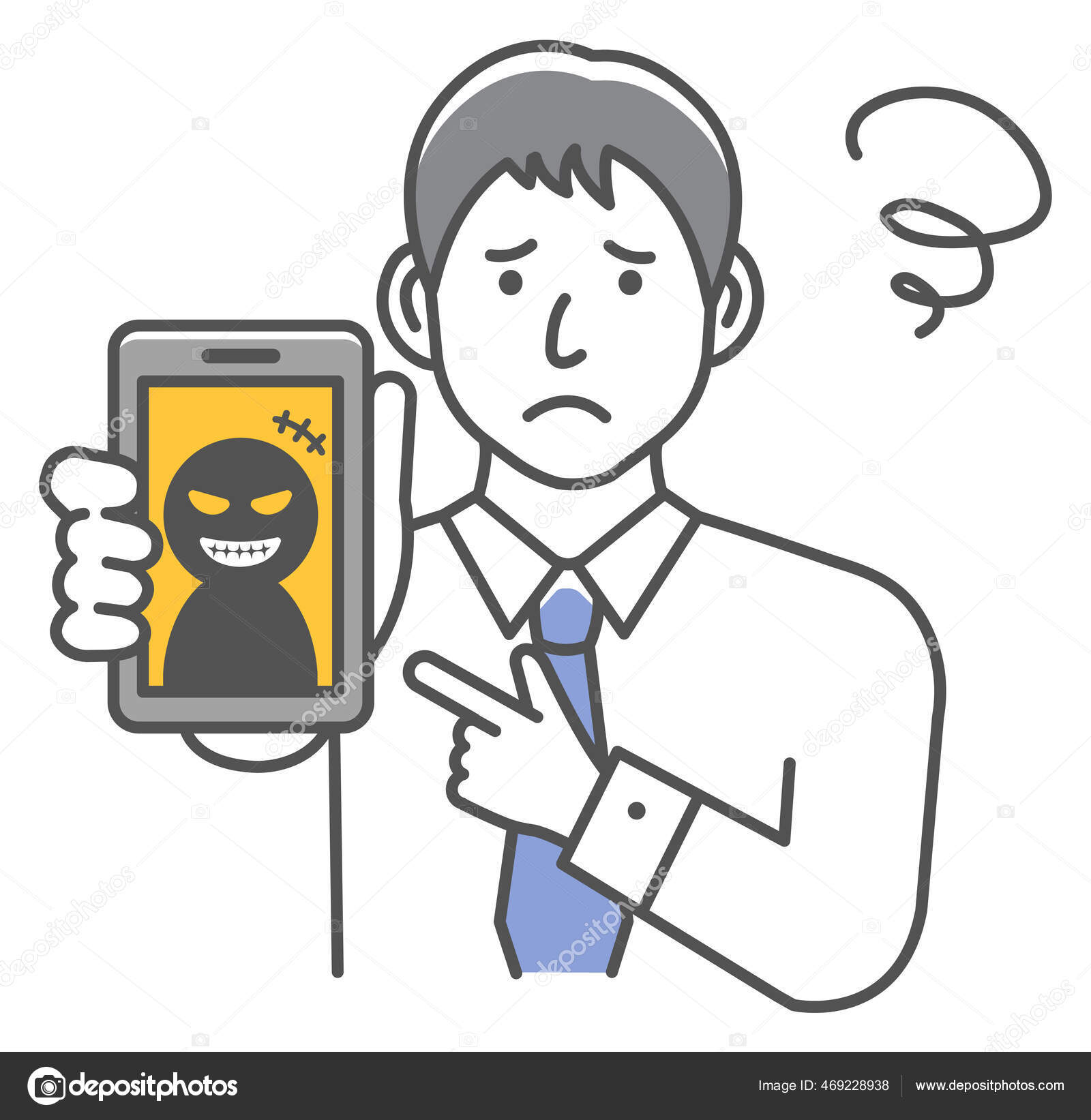 スマートフォン詐欺とのトラブルでビジネスマンのベクトルイラスト ストックベクター C Barks