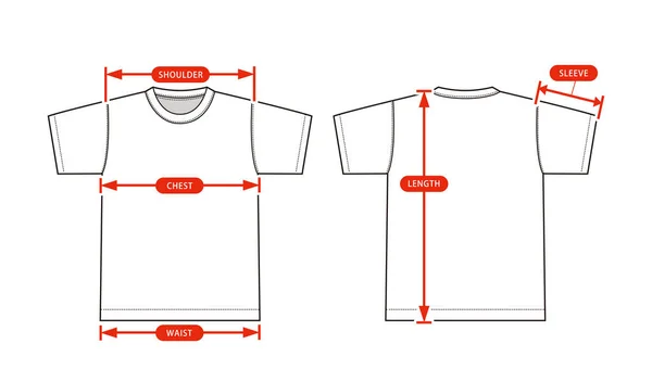 Kleding Maattabel Vector Illustratie Shortsleeve Tshirt — Stockvector