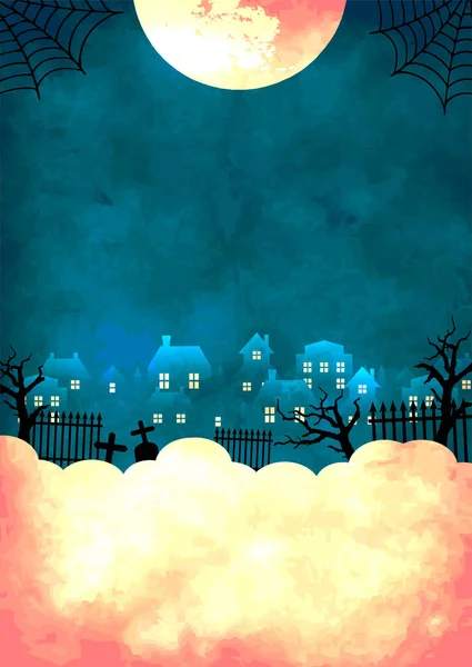 Halloween Silhouette Sfondo Vettoriale Illustrazione Disegno Modello Poster Volantino Spazio — Vettoriale Stock