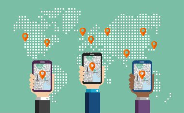 Mobil GPS navigasyon hizmeti gösterimi. 