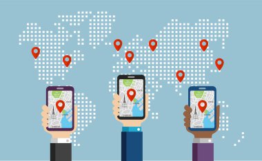 Mobil GPS navigasyon hizmeti gösterimi. 