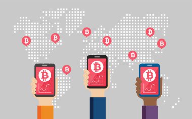 Bitcoin (kripto para birimi) konsept vektör gösterimi