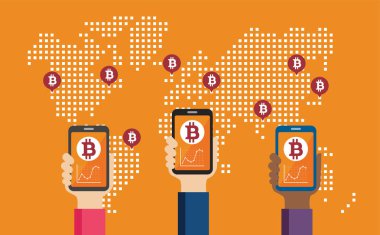 Bitcoin (kripto para birimi) konsept vektör gösterimi