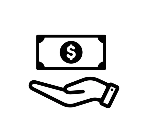 Mão Segurando Dinheiro Ícone Vetor Ilustração Dólar Dos Eua —  Vetores de Stock