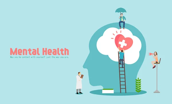 Mental Health Concept Vector Banner Illustration — Stock Vector