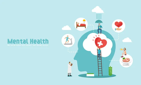 Salud Mental Concepto Vector Banner Ilustración — Vector de stock