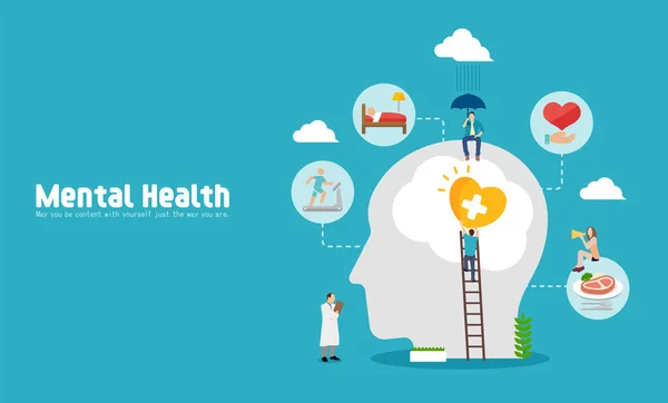 Mental Health Concept Vector Banner Illustration — Stock Vector