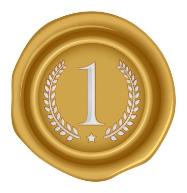 Balmumu mühür vektör illüstrasyonu (sayı, derecelendirme) β 124; 1. (altın)