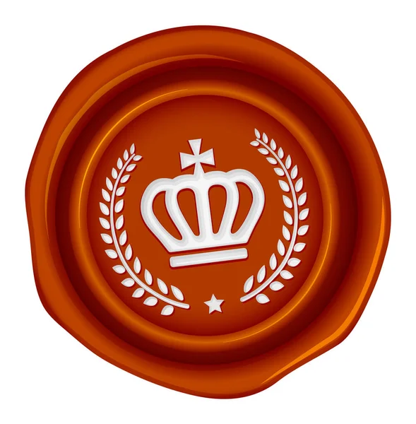 Sellado Cera Sello Vector Ilustración Marca Del Emblema Corona — Vector de stock