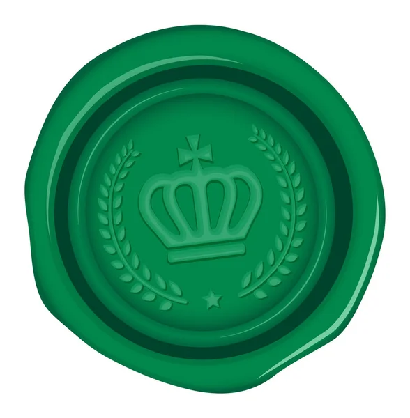 Sellado Cera Sello Vector Ilustración Marca Del Emblema Corona — Vector de stock