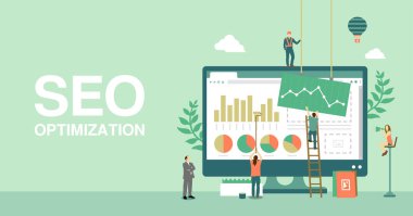 SEO (Arama Motoru Optimizasyonu) konsept vektör illüstrasyonu