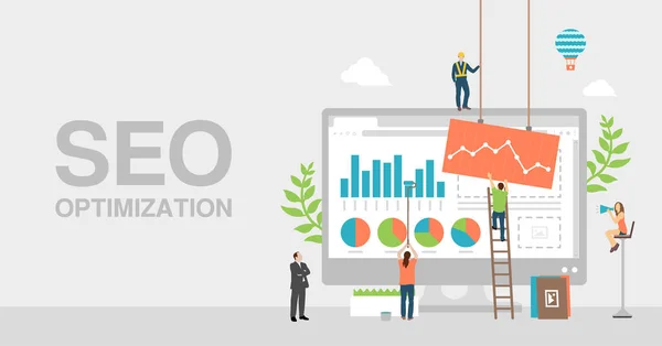 Seo Search Engine Optimization Ilustração Vetor Conceito Banner —  Vetores de Stock