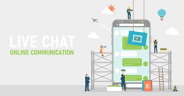 Mobile Chat Apps Konzept Vektor Illustration — Stockvektor