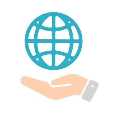 El ele tutuşan dünya vektör çizimi (eko, geri dönüşüm )