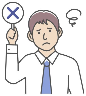 Pankart resimlerini gösteren bir iş adamı (X işareti )