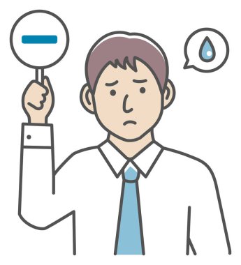 Pankart resimleme gösteren bir işadamı (eksi işaret )