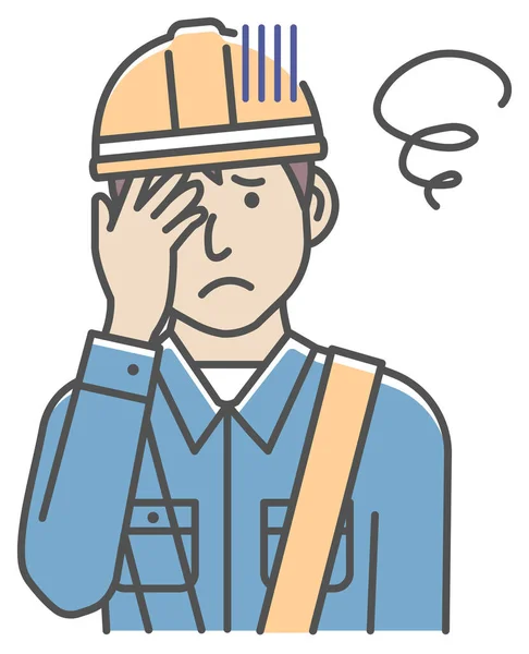 Masculino Azul Colarinho Trabalhador Gesto Ilustração Chalé Problema Depressão — Vetor de Stock
