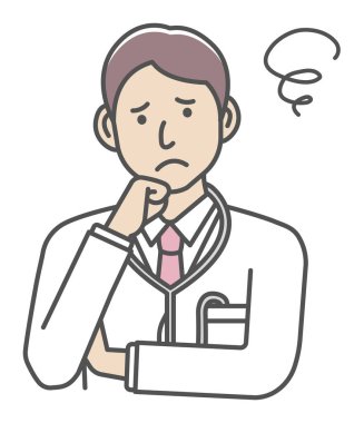 Young male doctor gesture variation illustration | thinking, worried, trouble