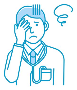 Young male doctor gesture variation illustration |  trouble, depression