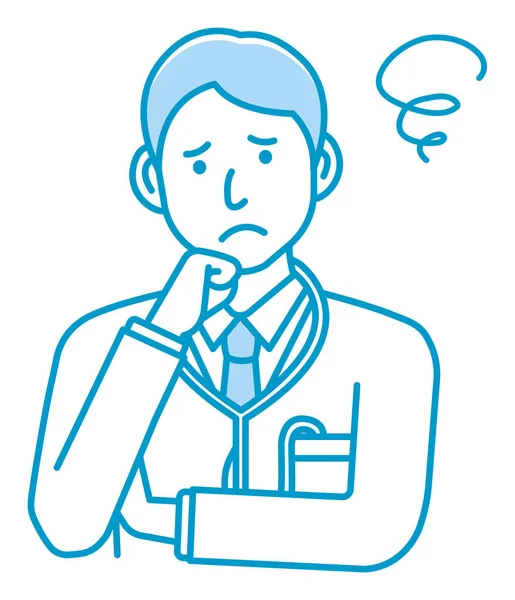 Young Male Doctor Gesture Variation Illustration Thinking Worried Trouble — ストックベクタ