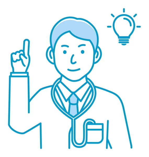 Young Male Doctor Gesture Variation Illustration Inspiration Idea Solution — Vector de stock