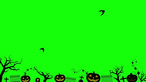 Halloween Motif Animation Movie Green Background Chroma Key — Stok video