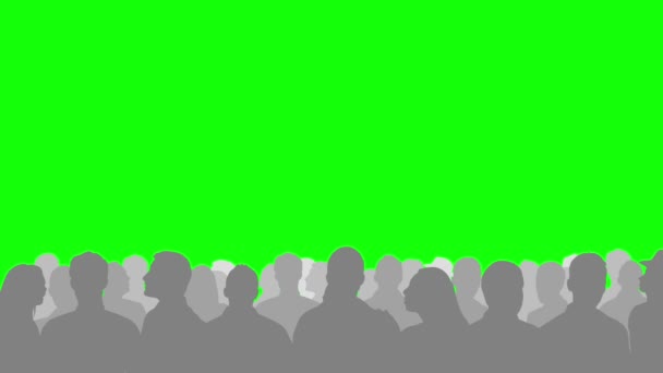 Силуетний Натовп Анімаційного Фільму Зелений Фон Використання Ключа Хрому — стокове відео