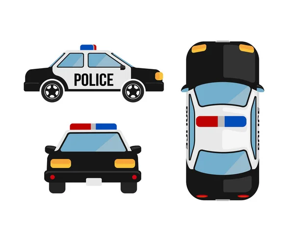 American Police Car Vector Illustration Set — Stock Vector