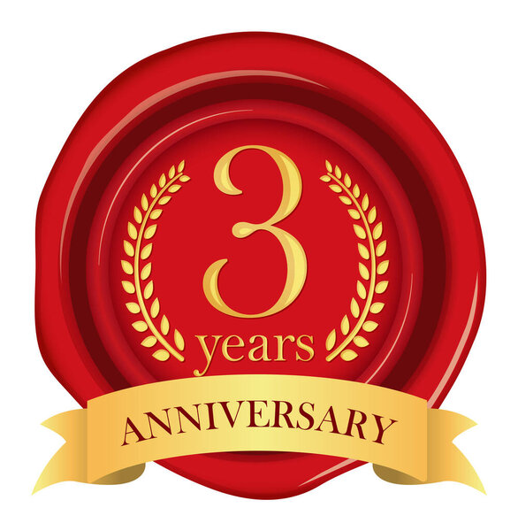 Anniversaries sealing wax  icon illustration ( 3rd anniversary)