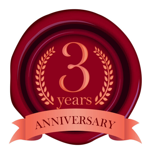 Anniversaries sealing wax  icon illustration ( 3rd anniversary)