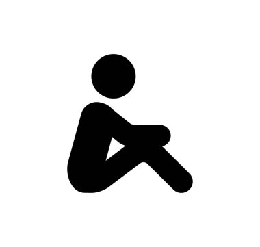 Oturan kişi pictogram simge siluet vektör çizimi