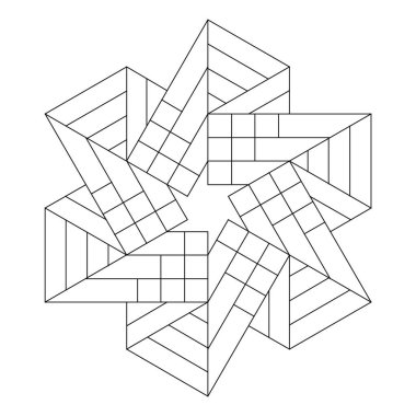 Geometrik desenli soyut mandala boyama sayfası. Sanat terapisi ve farkındalık boyama pratiği için mükemmel. Yetişkinler için kolay renklendirme sayfaları. 813 numara.