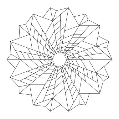 Geometrik desenli soyut mandala boyama sayfası. Sanat terapisi ve farkındalık boyama pratiği için mükemmel. Yetişkinler için kolay renklendirme sayfaları. 811 numara.