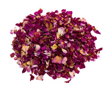 Beyaz arka planda kurumuş pembe çay gülü